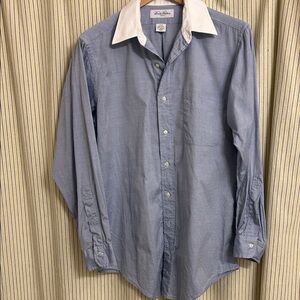 Brooks Brothers Blue Shirt with Contrasting White Collar